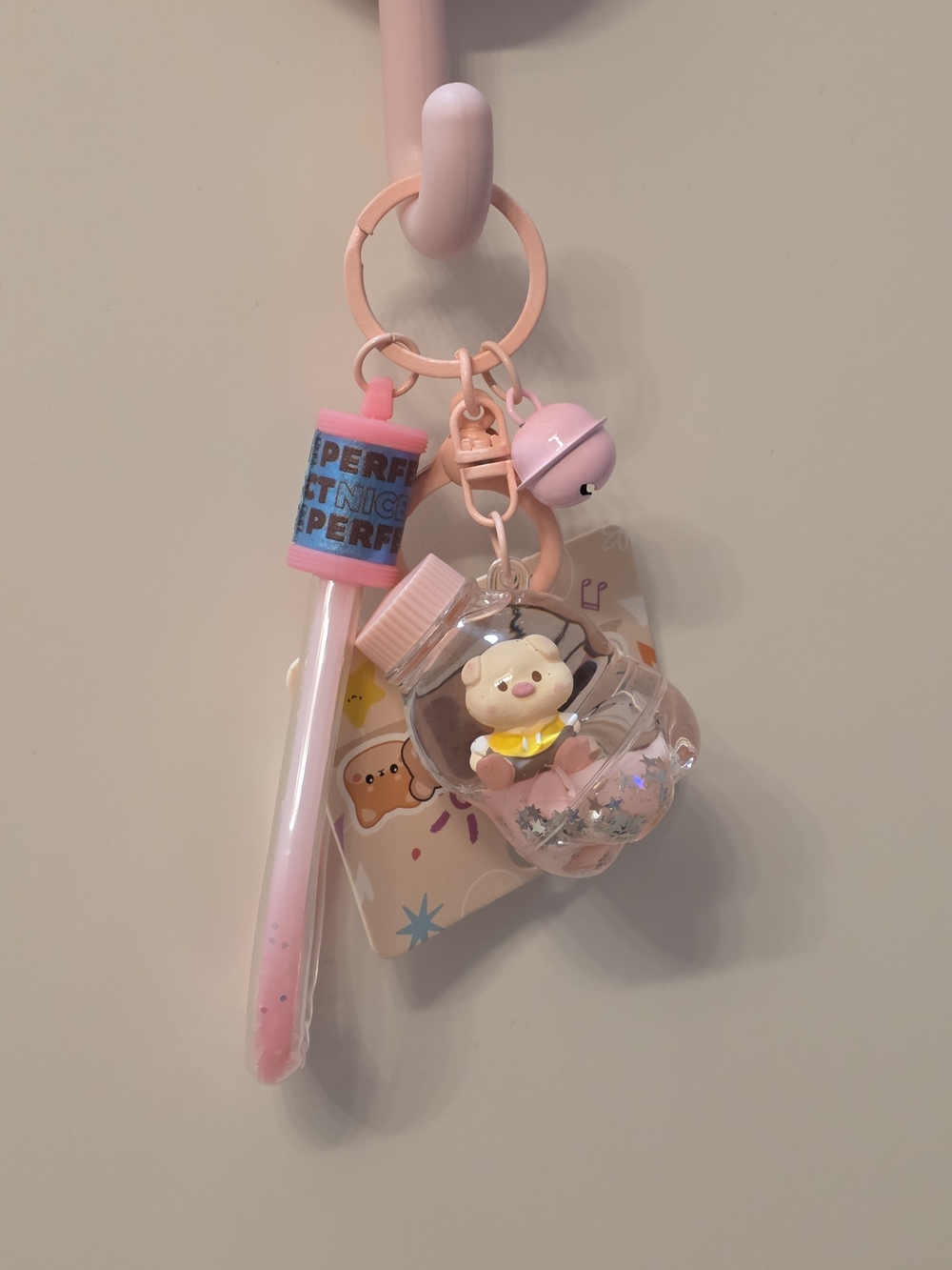 Pink Cute Bear Bottle Keychain Toy for Kids